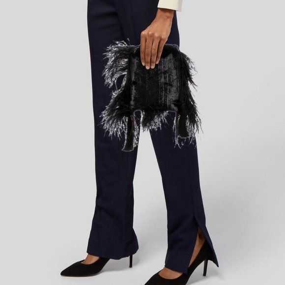 Attico feather trimmed velvet bag NWT - Picture 3 of 4